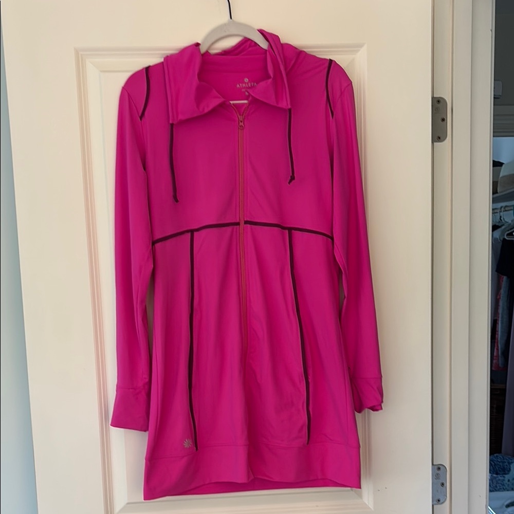 Athleta Fuchsia Zip-Up Tunic Jacket, size M, Beach Cover up